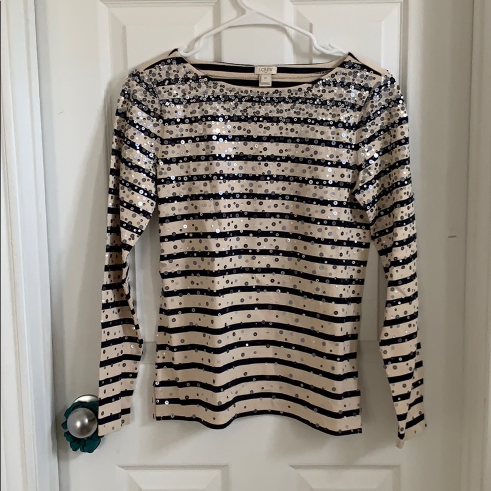 J Crew long sleeve sequence top!